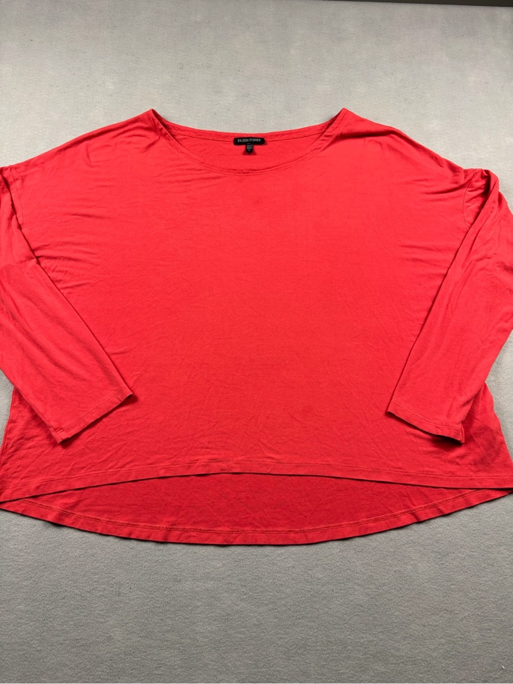 Eileen Fisher Size XL Red Scoop Neck Viscose Jersey Boxy Oversized Tunic Classic